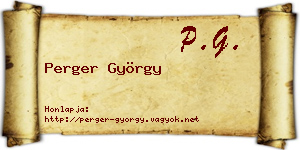 Perger György névjegykártya