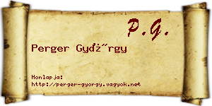 Perger György névjegykártya